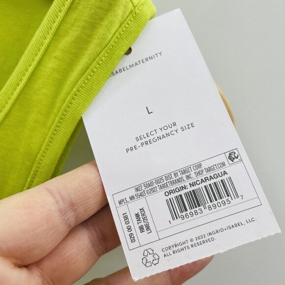 Isabel Maternity by Ingrid & Isabel Size Large Scoop Neck Tank Top in Lime 947 - Picture 6 of 8